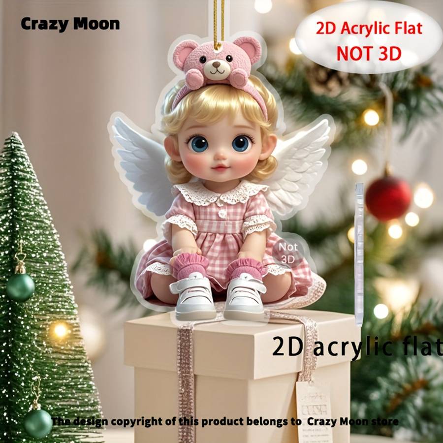 Car Interior Decor Color Pink Bear Headband Pink Plaid Skirt Angel