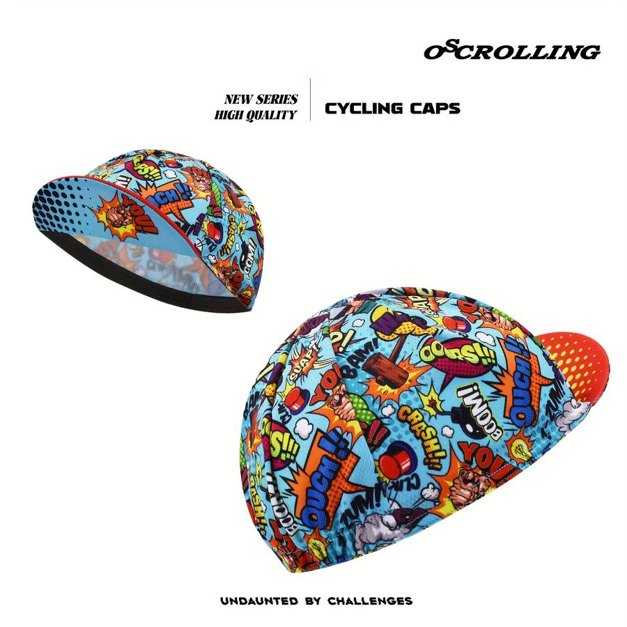 1pc Oscrolling Quick-Dry Breathable Cycling Cap Light Blue High-Quality Polyester Elastic O