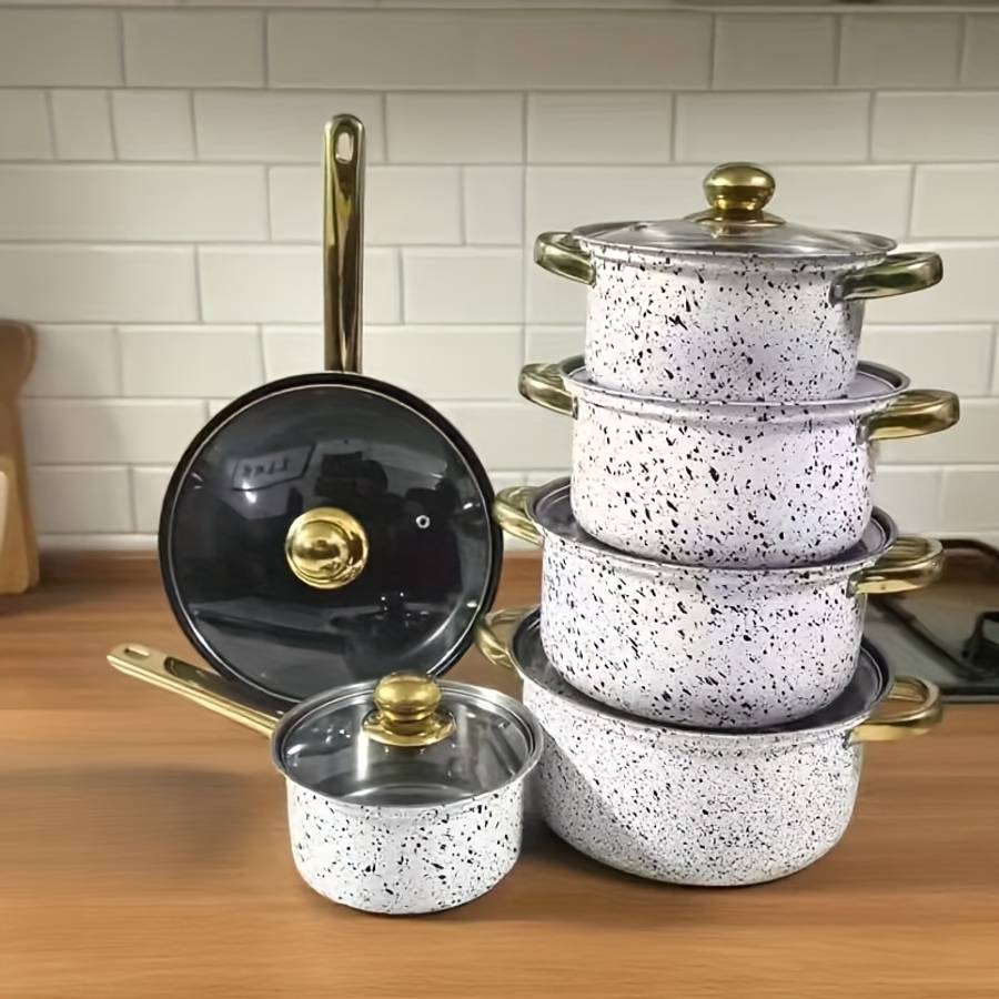 6Pcs Gourmet Stainless Steel Cookware Set Cooking Pots Home Chef