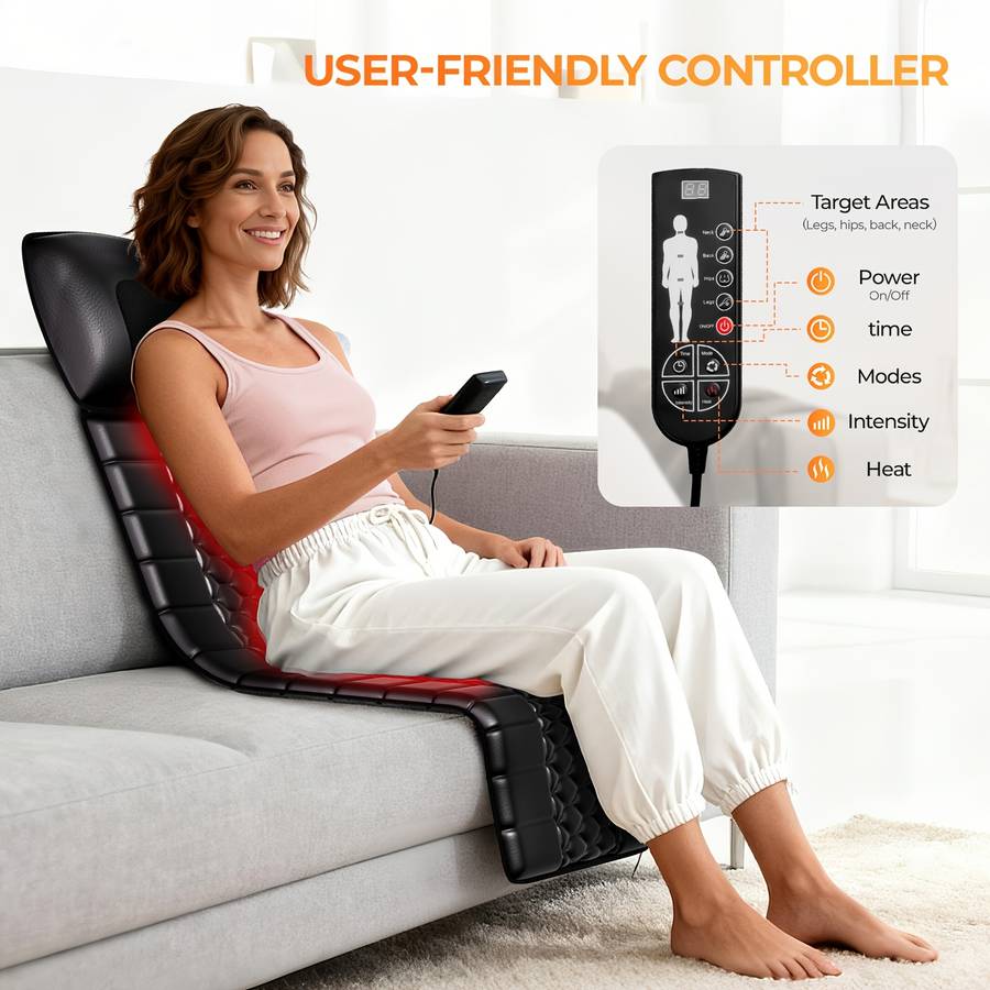 Heated Full Body Massage Mattress With 10 Vibration Zones