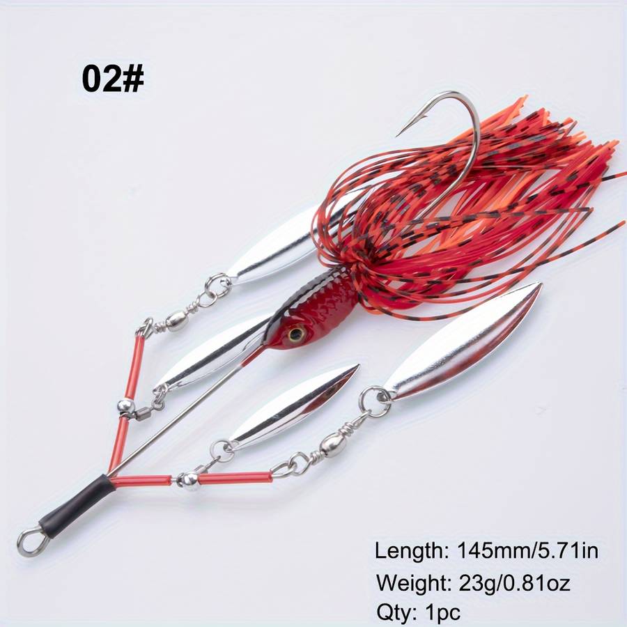1pc 23g Buzzbait Lure Lead Jig Head Silicone Skirt Rubber Fishing Jigs with Rubber Skirt Lures