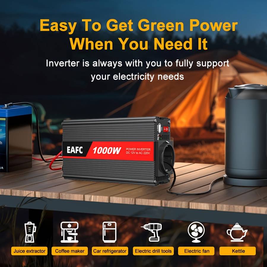 Efficient Eafc 1000W Peak Power Inverter Charger Converter 500W For Outdoor