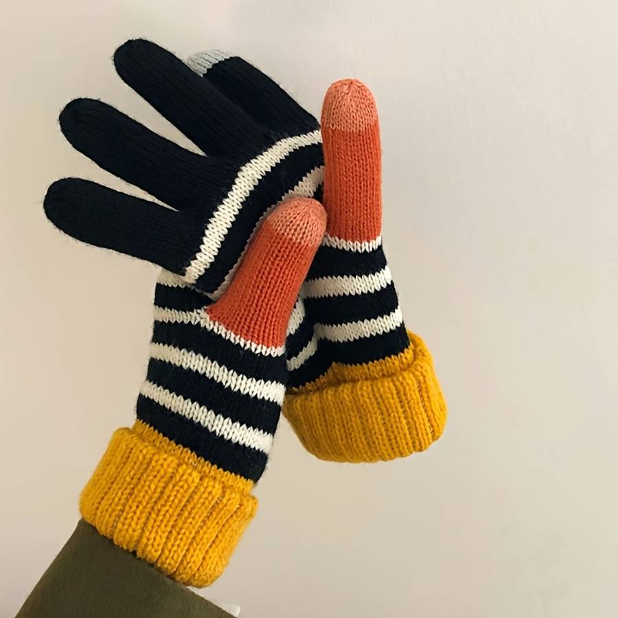 Gloves Color Striped White Sizeone-Size