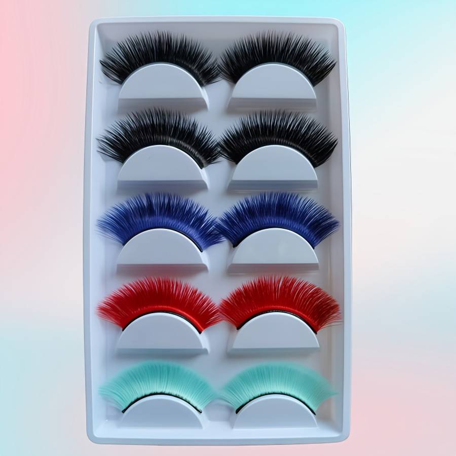 5 Pairs Natural Volume Mink Lashes Color 5pairs Mixed Colourful Eyelash 07mm