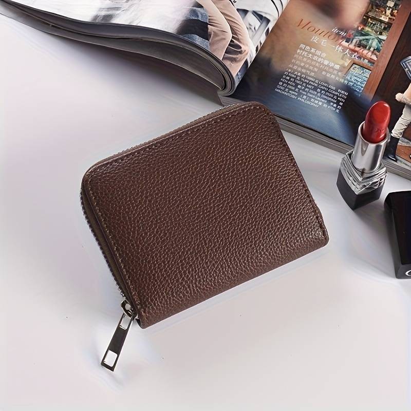 Men's Faux Leather Zipper Wallet With Multiple Card Slots C Large Capacity Business Style Black Tex