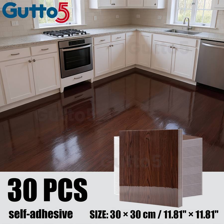Self Adhesive Floor Stickers 30Pcs 11.8"11.8" 30Cm30Cm Mahogany Red