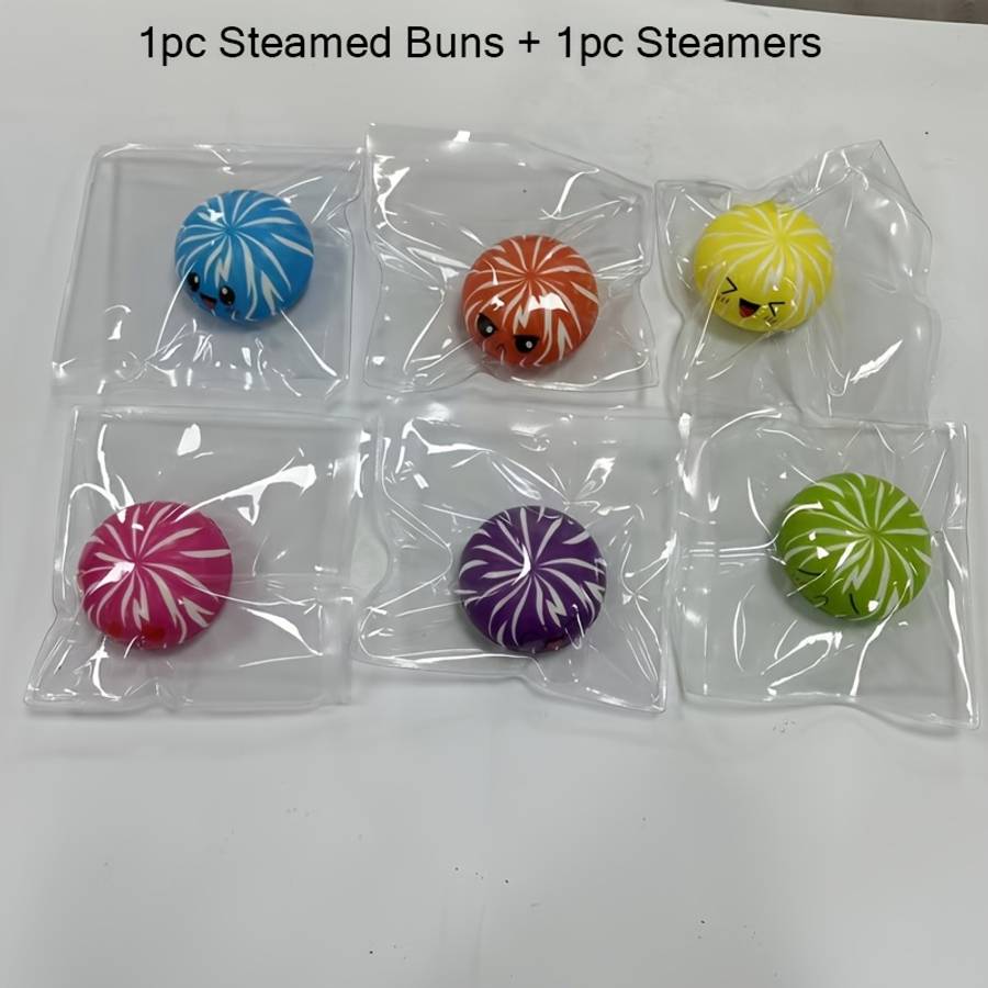 Squeezable Toys Model 2Pcs 1 Steamed Bun 1 Steamer Random Colors Items Steamed Bun And Steamer Set