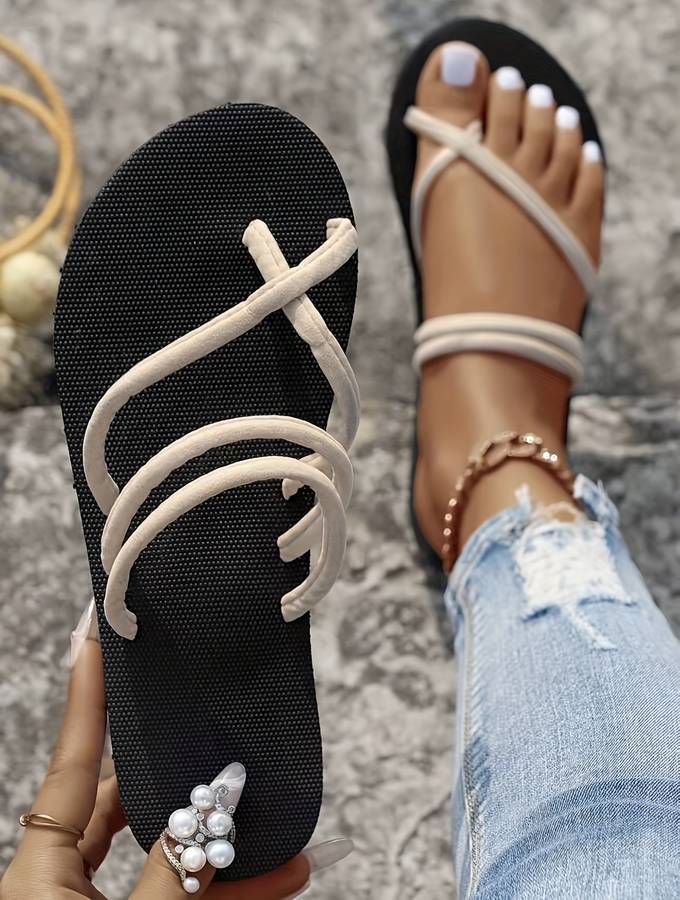 Ladies Summer Flip Flops Beige Uk 5