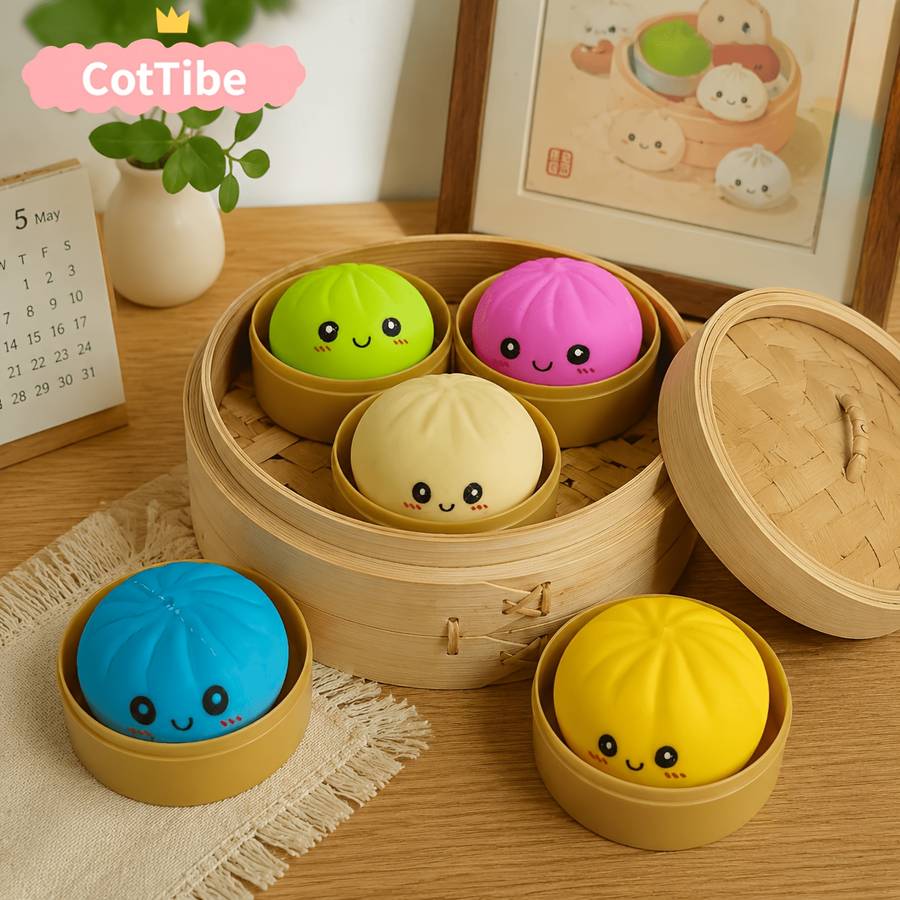 Squeezable Toys Quantity 24Pcs 8 Random Color Dumplings 8 Steamer Lids 8 Steamer Bottoms