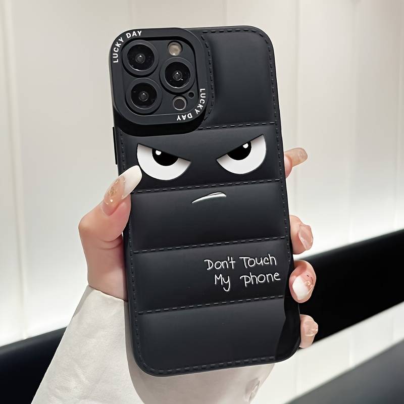 1Pc Black For iPhone 16 Down Jacket Style Phone Case