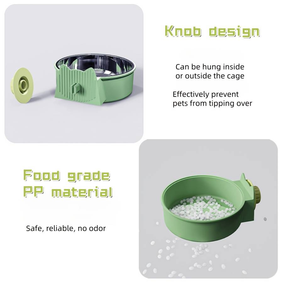 Pet Supplies Color Green Style Two Bowls