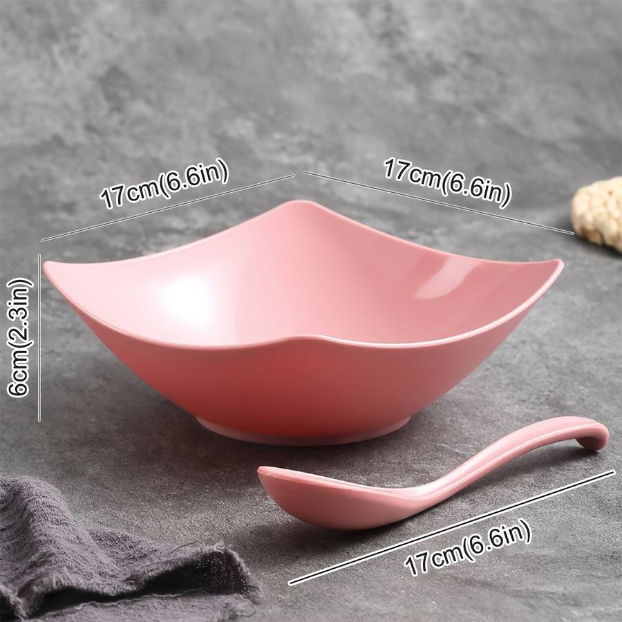 Bowl Color Red Model2Pcs 1 Bowl  1 Spoon