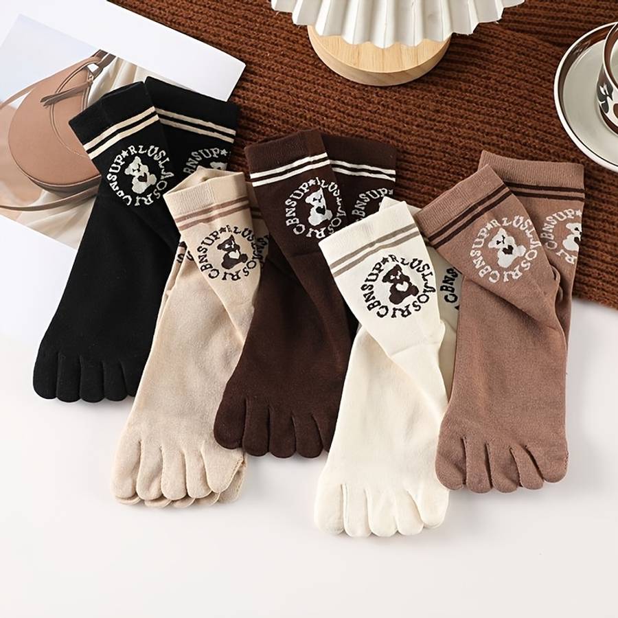 Women S Socks Color Circle Bear Mixed Color 5 Pairs Pack Size Onesize