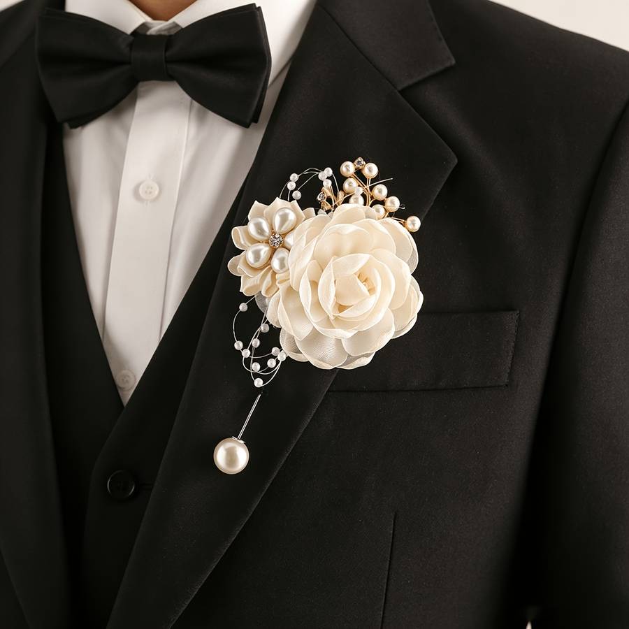 Wedding Supplies Color 4Pcs Cream Colored Chest Flowers