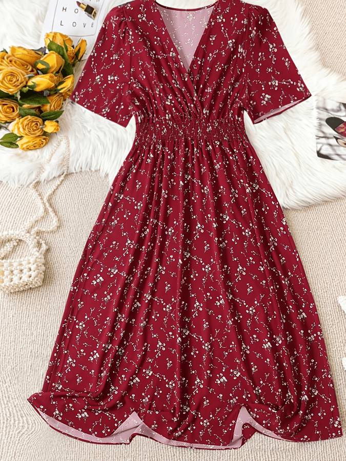 Women S Dress Color Deep Red Size 5Xl