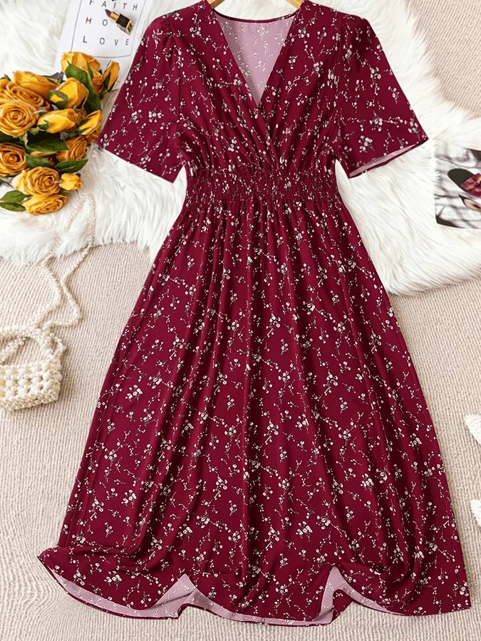 Women S Dress Color Deep Red Size 5Xl
