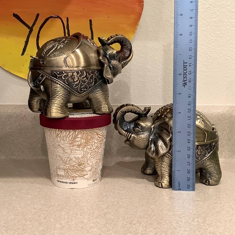 Aluminum Alloy Elephant Ashtray With Lid Windproof Suitable For Outdoor And As