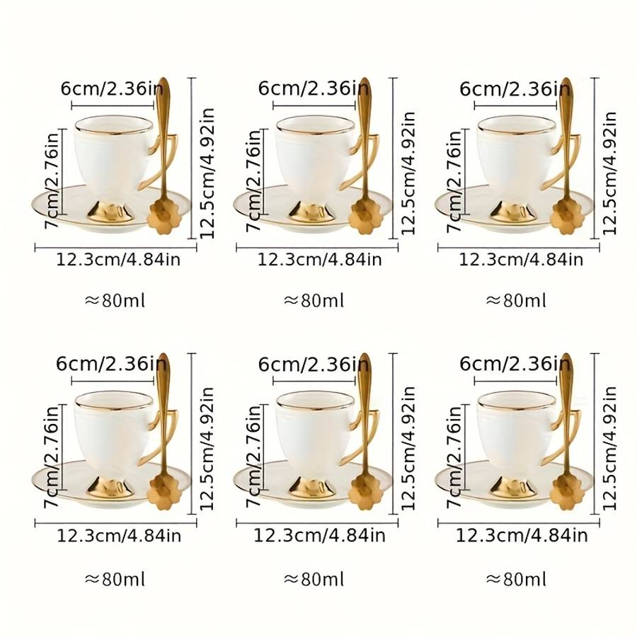 Water Cup Color White Model2009 Ceramic 4 Cups 4 Plates 4 Spoons