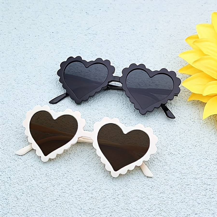 Kids Glasses Color 2Pcs Black Add Pink Love Wave Glasses