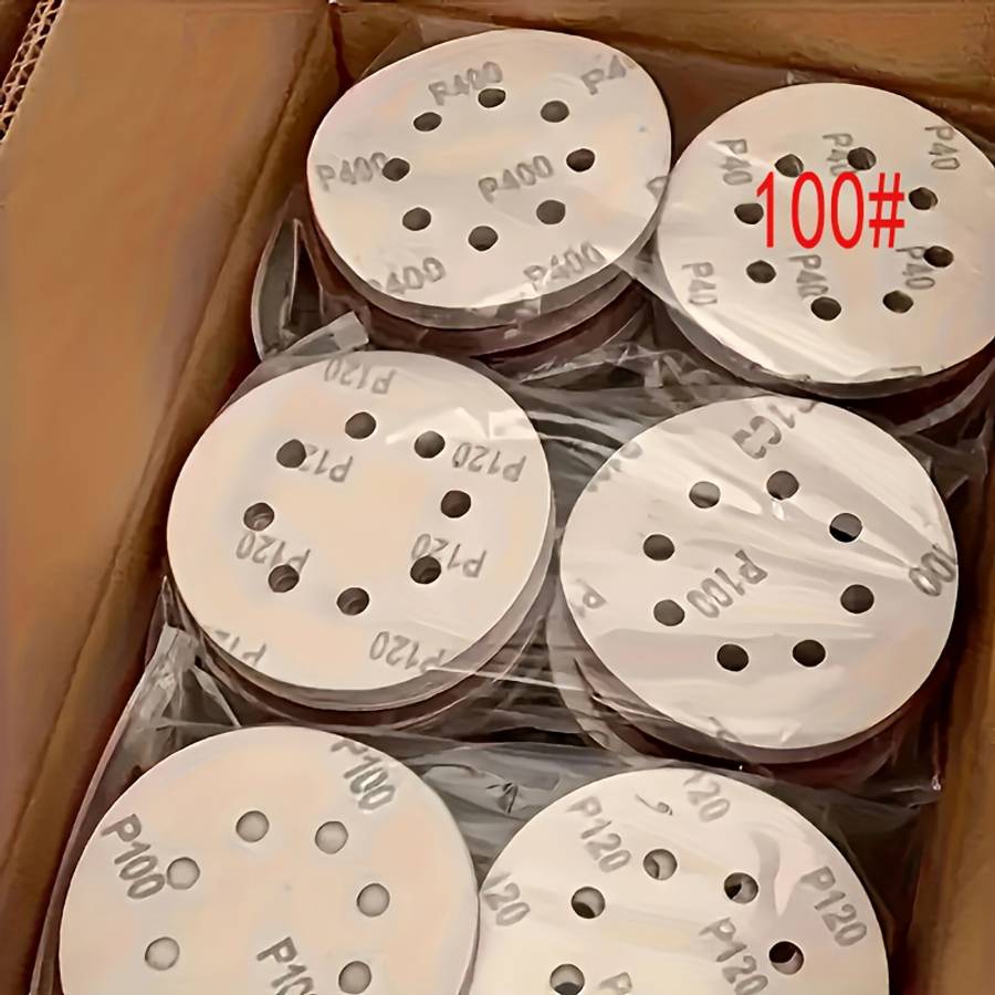 100 Sheets Of 5-Inch 8-Hole Sandpaper