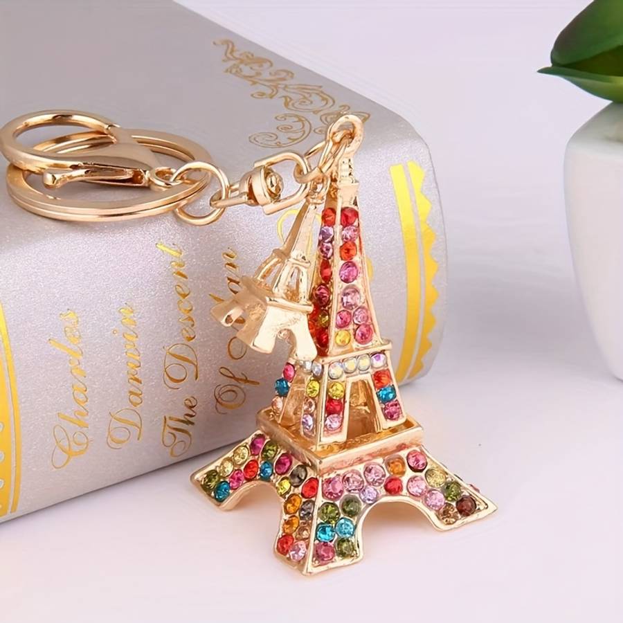 Keychain Ornament Color Diamondstudded Iron Tower  6 Mixed Sets No Duplication
