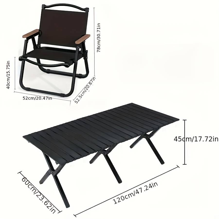 Outdoor Tables And Chairs Color Black Set 5Pcs