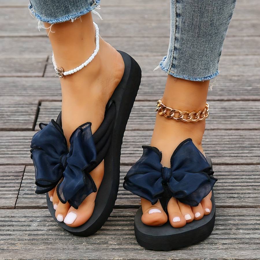 Ladies Summer Flip Flops Navy Blue Uk 3