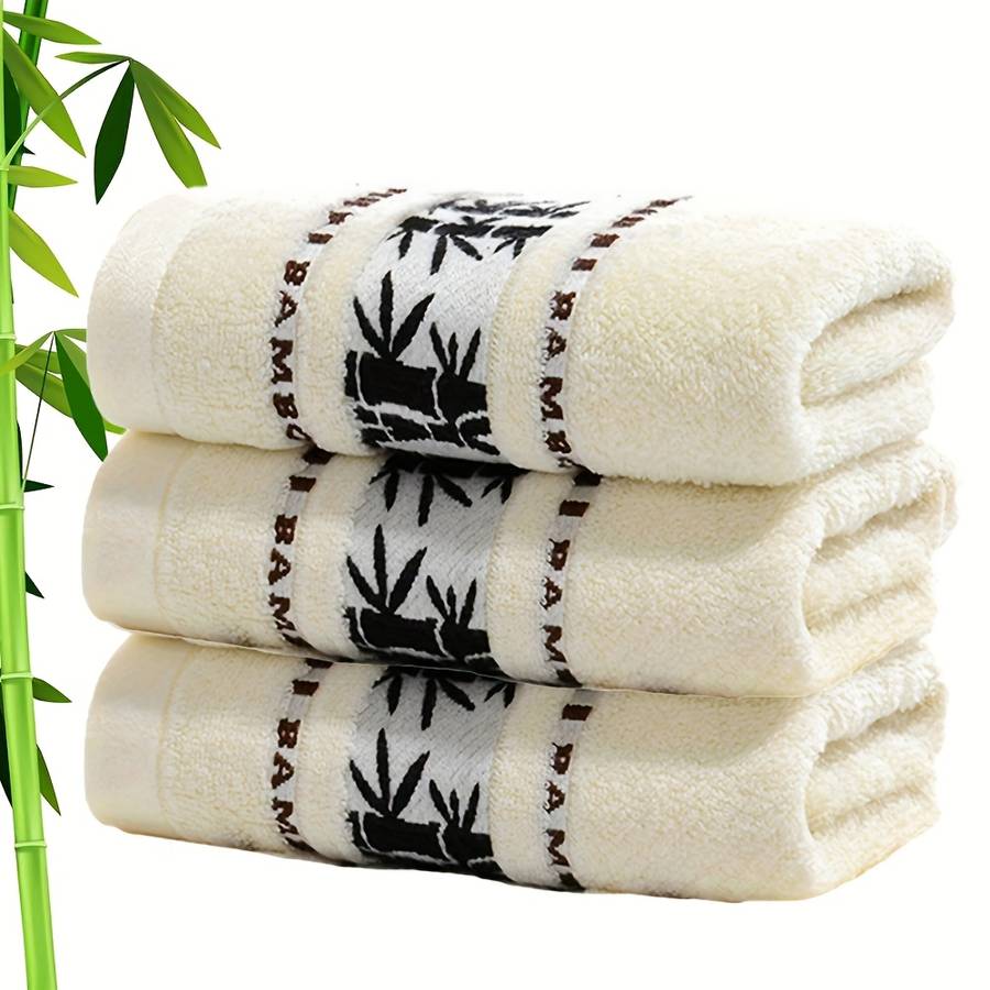 Towel Color 3Pcs Green Bamboo Fiber Towels