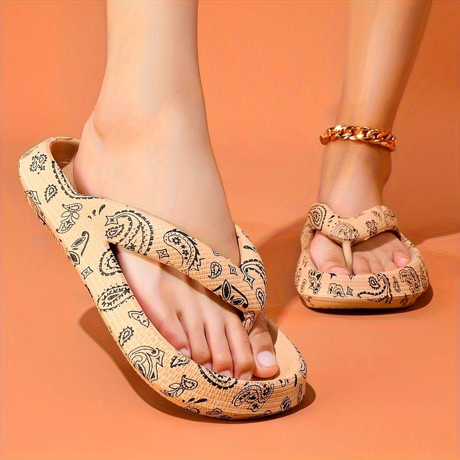 Ladies Summer Flip Flops Khaki Uk 4.5-5