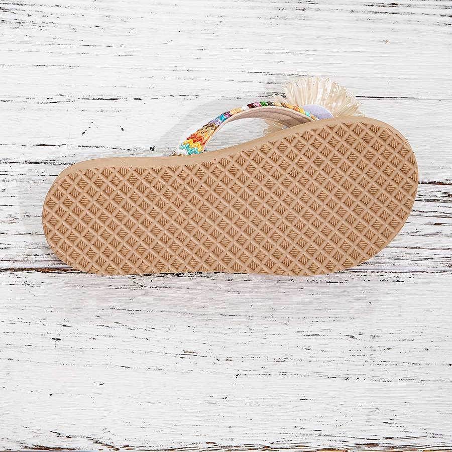Ladies Summer Flip Flops Beige Color Uk 3.5