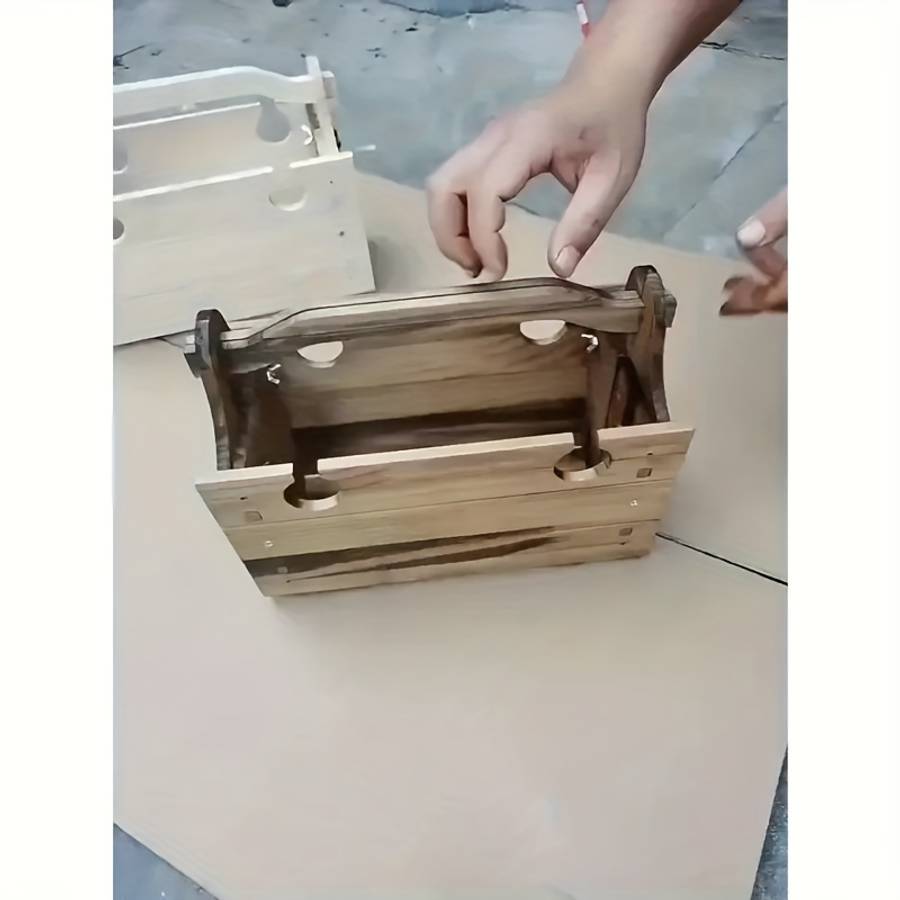 1 Portable 2 In 1 Wooden Folding Table Picnic Basket Convertible Storage Organ