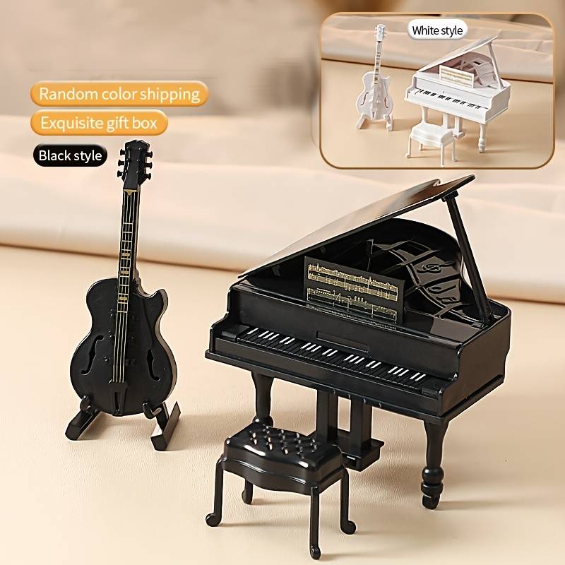3D Puzzle Musical Instrument Model Items White Mini Piano Table Chair  Add   Guitar