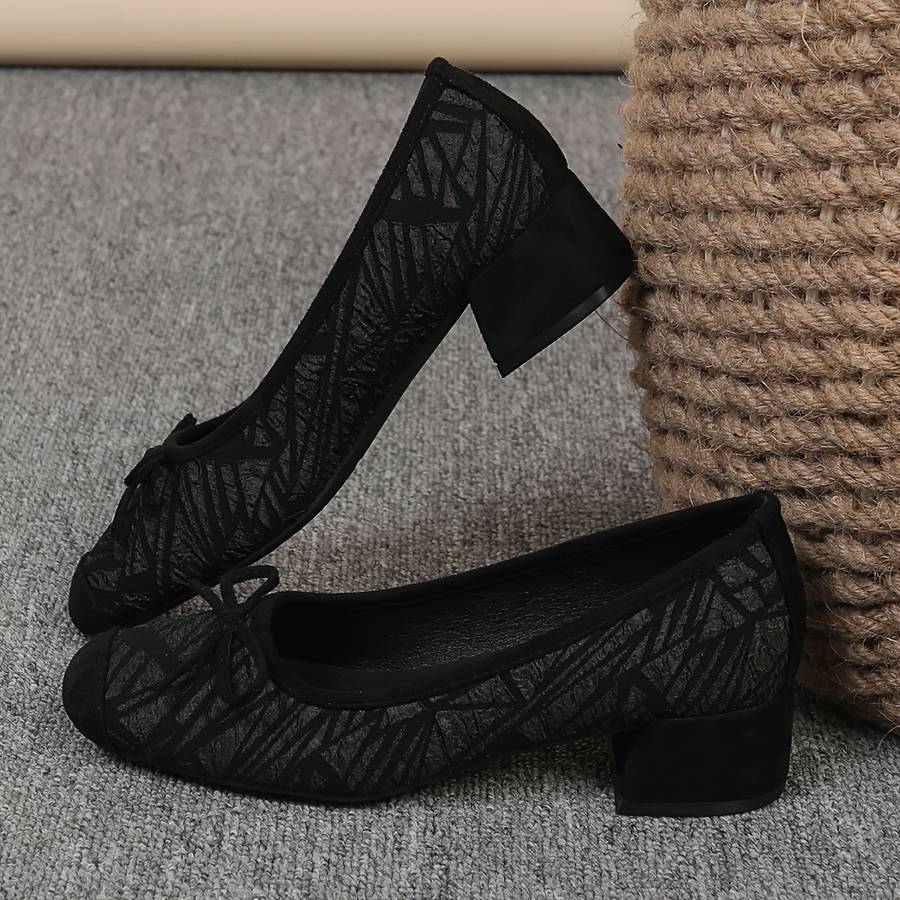 Women S High Heels Color Black Bubble Triangle Bow Sizeuk 5