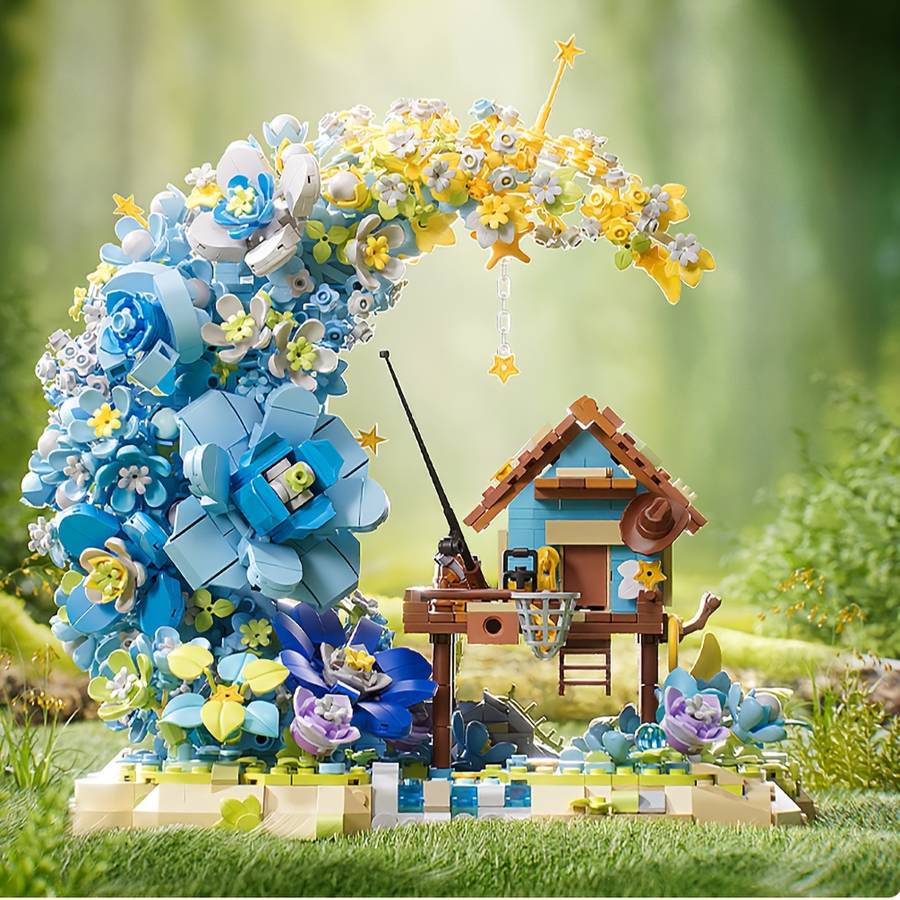 Building Toy Architectural Model Toy Set Style Flower Moon House