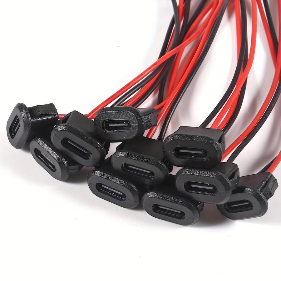 10pcs Type C Female 2P Solderable Usb C Pigtail Extension Cable