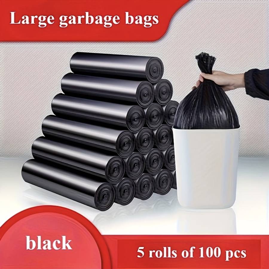 Trash Bag5 Rolls Of 100 Black Pieces