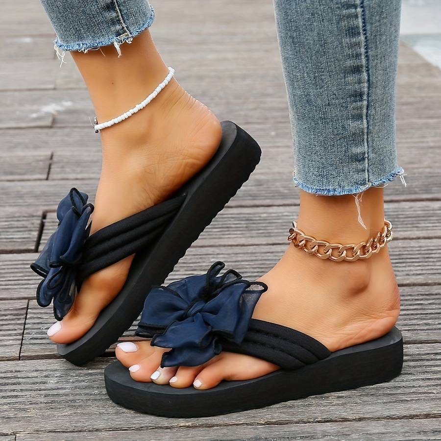 Ladies Summer Flip Flops Navy Blue Uk 4