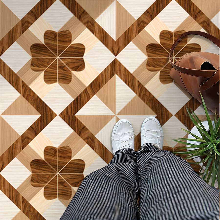 Self Adhesive Floor Stickers 40Cm*120Cm Geometric Wood Grain