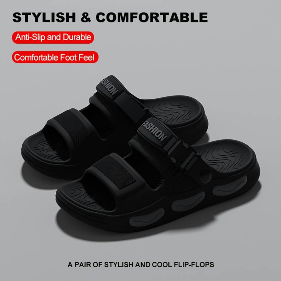 Men Slippers Summer Style Black Orange Size Uk 4.5 To 5
