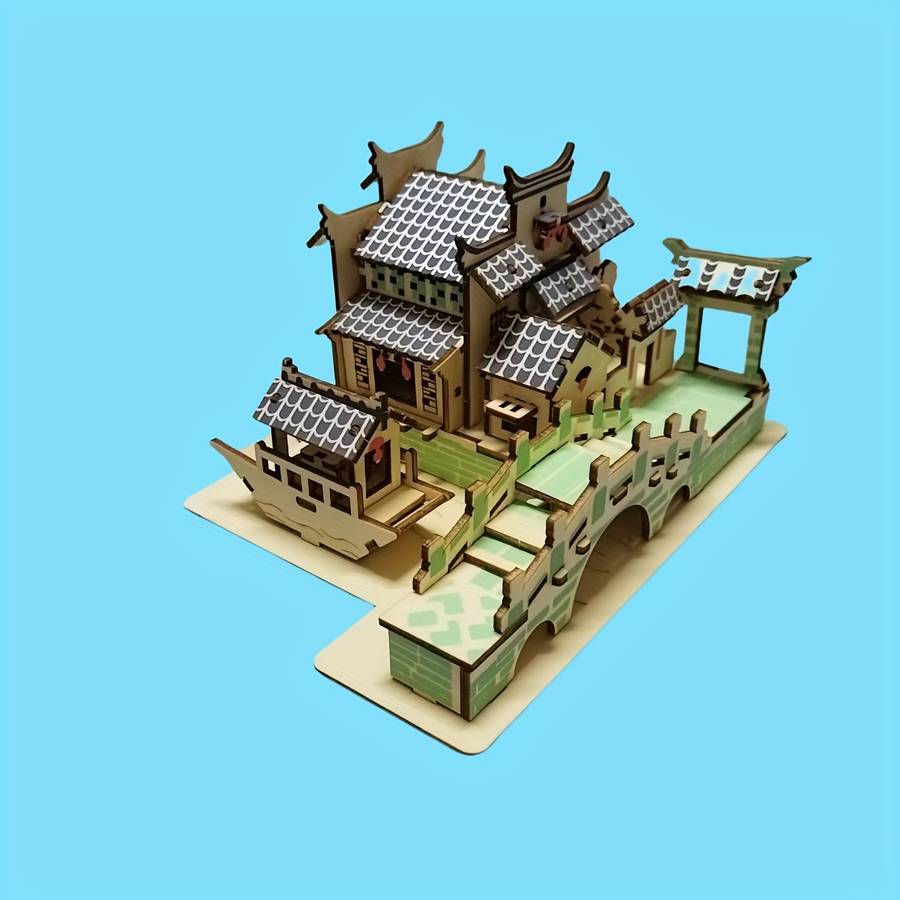 Building Toy Architectural Model Toy Set Style Jiangnan Water Town Puzzle