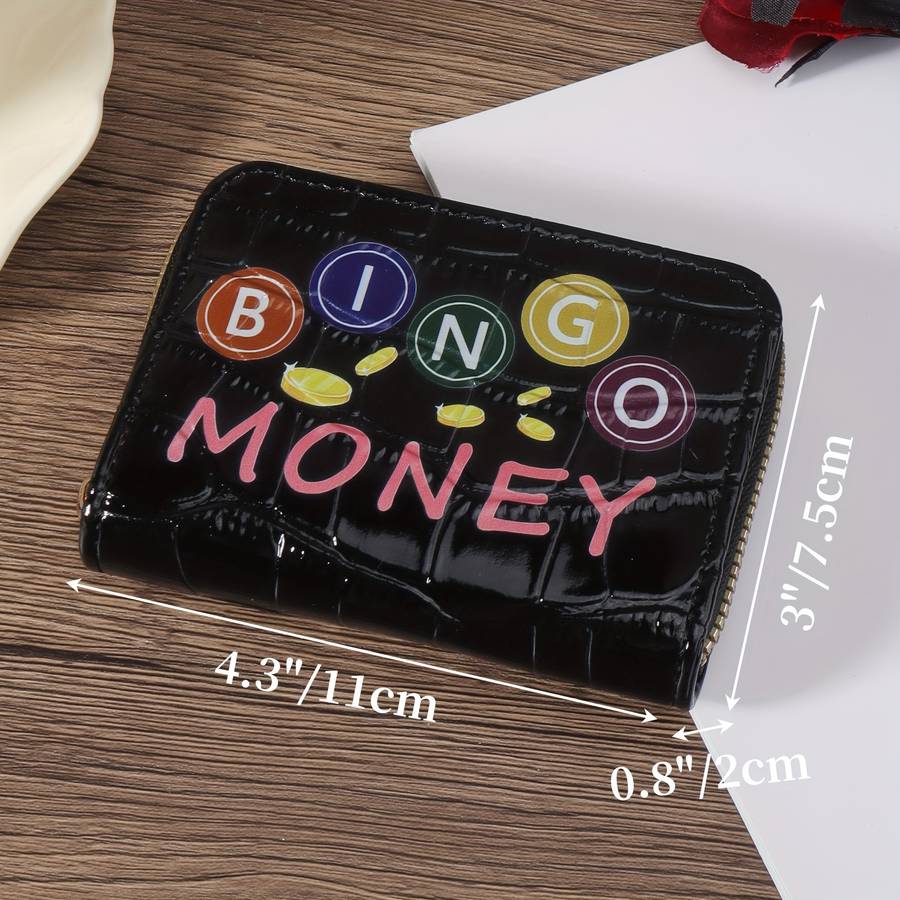 Women'S Casual Wallet With Zipper Closure Lightweight Nylon Lined Card Case Short Credit