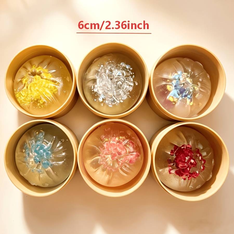 Squeezable Toys Color 3Pc Crystal Steamed Bun Lid Steamer Items 6 Colors Random Shipment