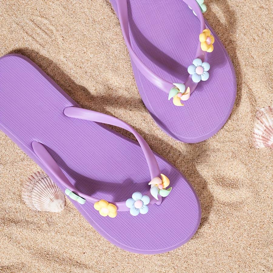 Ladies Summer Flip Flops Purple Uk 3