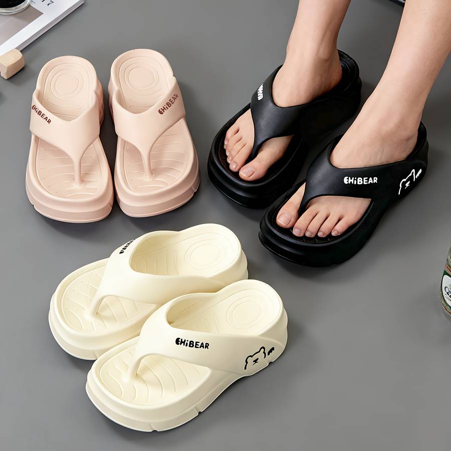Ladies Summer Flip Flops Black Uk 4.5-5