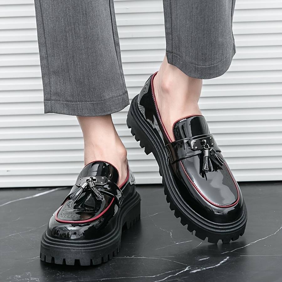 Mens Leather Shoes Color Blackred Sizeuk 8