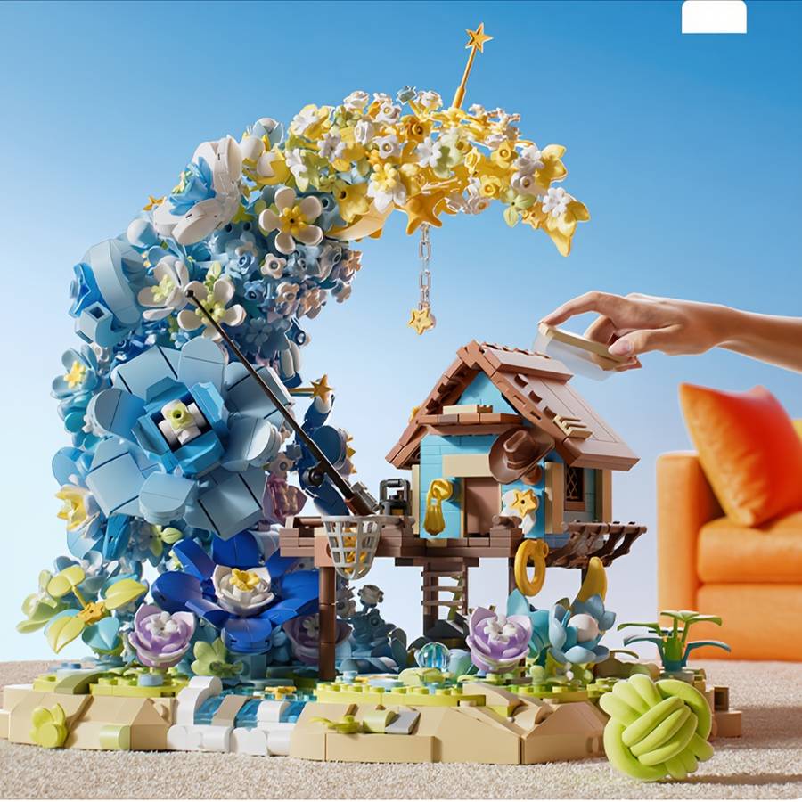 Building Toy Architectural Model Toy Set Style Flower Moon House