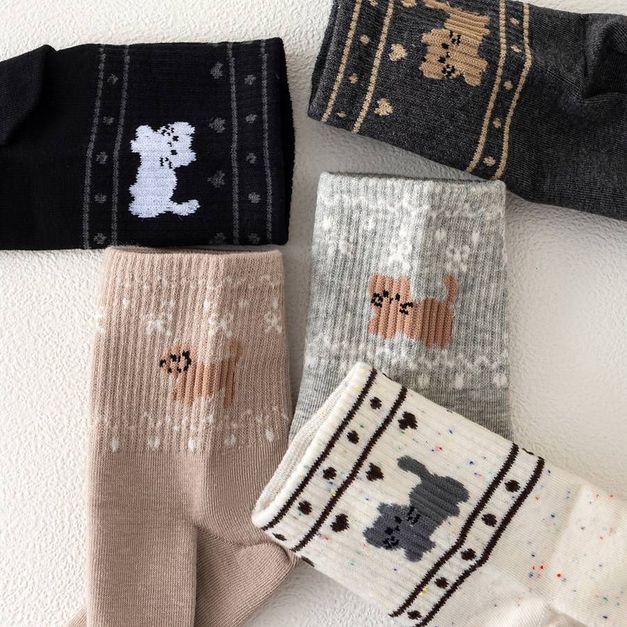 Women S Socks Color Little Tiger M 5 Pairs Size Onesize