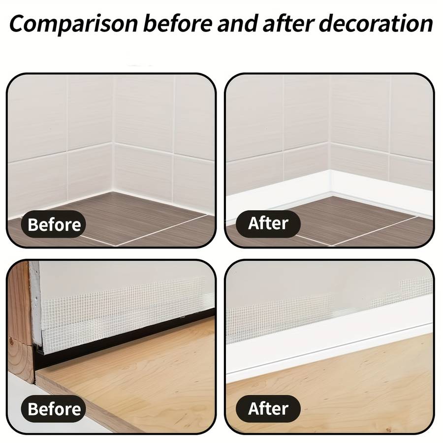 Skirting Board 6 Meters Long 50*20Mm White Pvc Selfadhesive Soft Kick Line 1 Yellow Scraper