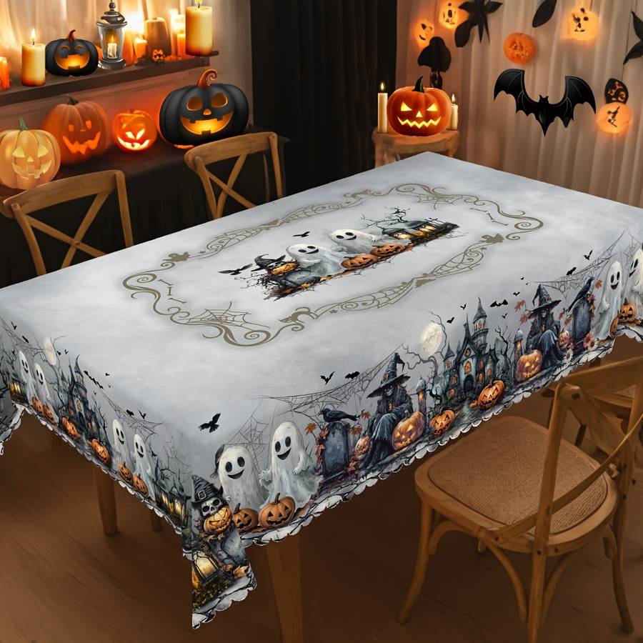 Halloween tablecloth decoration size Round 60Inch 152cm add 4pcs Self adhesive