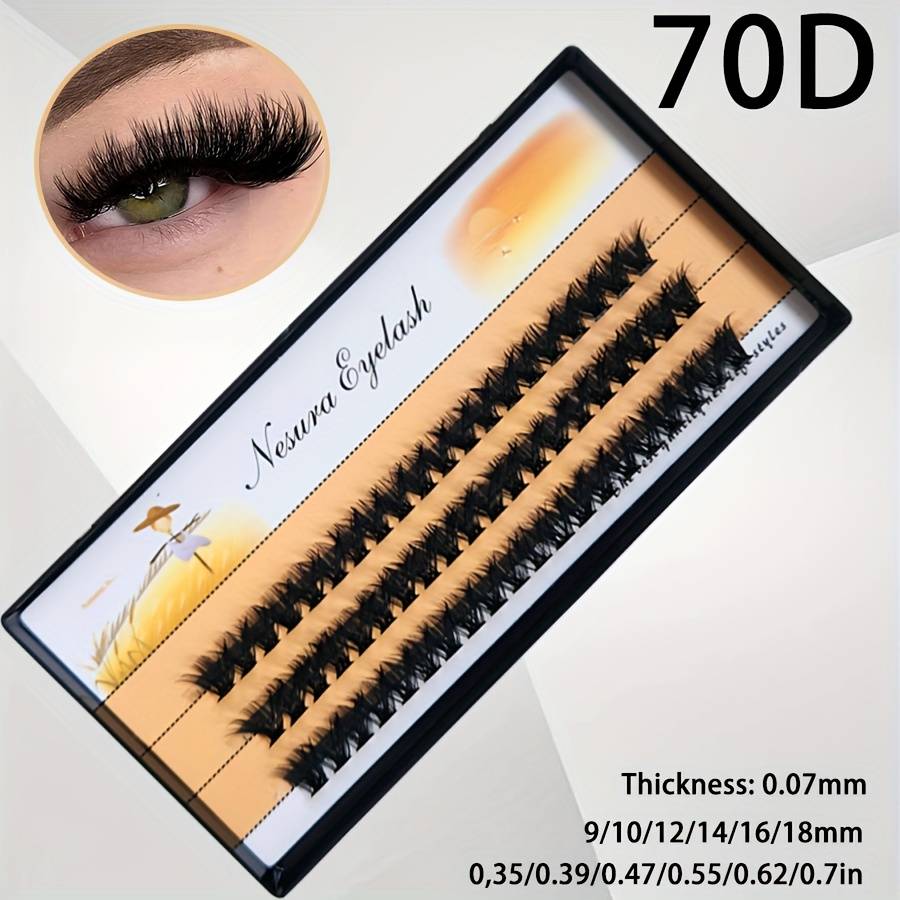60pcs Natural Soft Individual Lashes Hair Length 70d 10mm 18mm